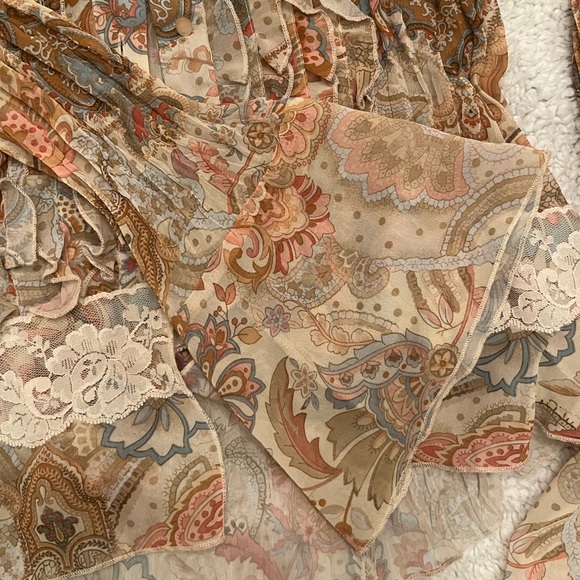 Sheer/Paisley pattern with Lace-Collared Button Down Shirt-Practical Magic vibes - Picture 5 of 6